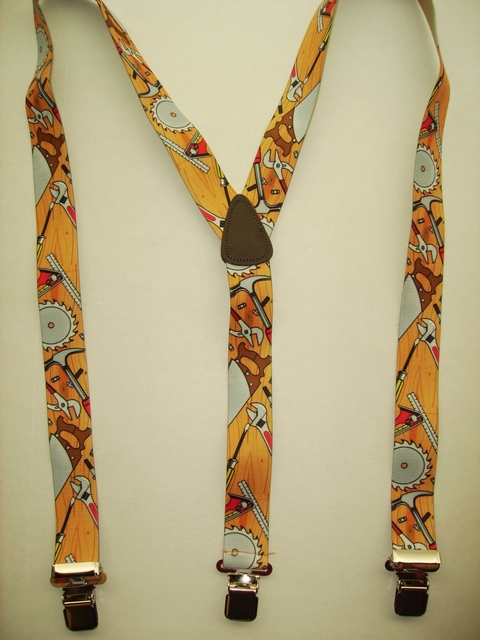 CARPENTER Y" Style 1 1/2" X 48" long. All Straps are stretchable Cotton/Polyester Hand Washable-Hang to Dry Material with Real Leather Patch, 3 Strong 1" x 1" High Polished NICKEL GRIPS and Two Secure NICKEL Adjusters. Fits 4' 8" to 6' 2" Average Build. Y-UB420N48CR#1